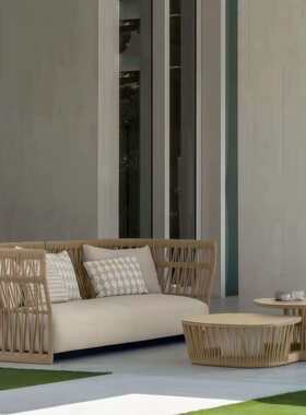 户外6】定制防水仿晒客发休庭院闲藤编花园厅藤椅茶几沙组合阳台