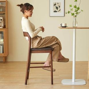 实木北欧现代吧椅吧台椅子简约日式酒店前台高脚椅餐椅餐凳椅家用