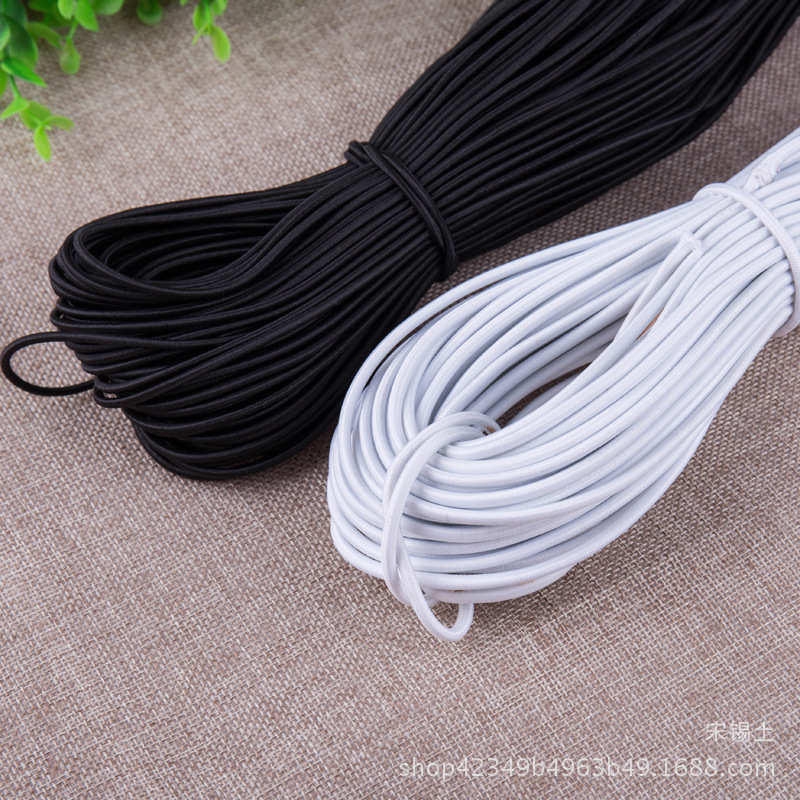 弹力绳1.0-15mm 包芯乳胶圆松紧绳户外皮筋绳蹦床黑色弹力绳厂家