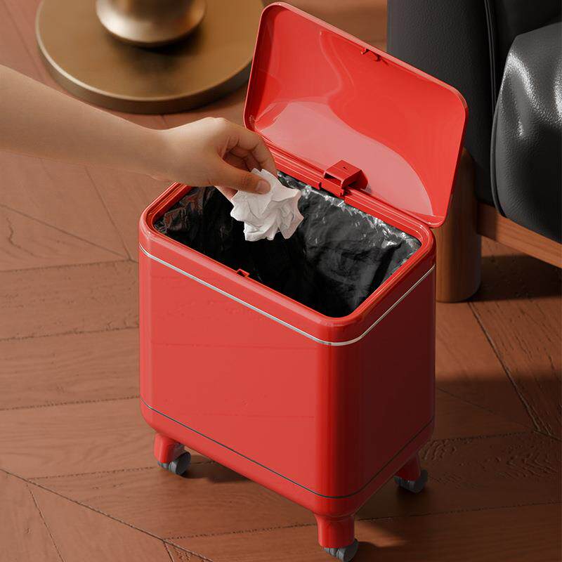 客厅垃圾桶轻奢高级感家用大号大容量卫生间厨房带盖带轮子垃圾筒