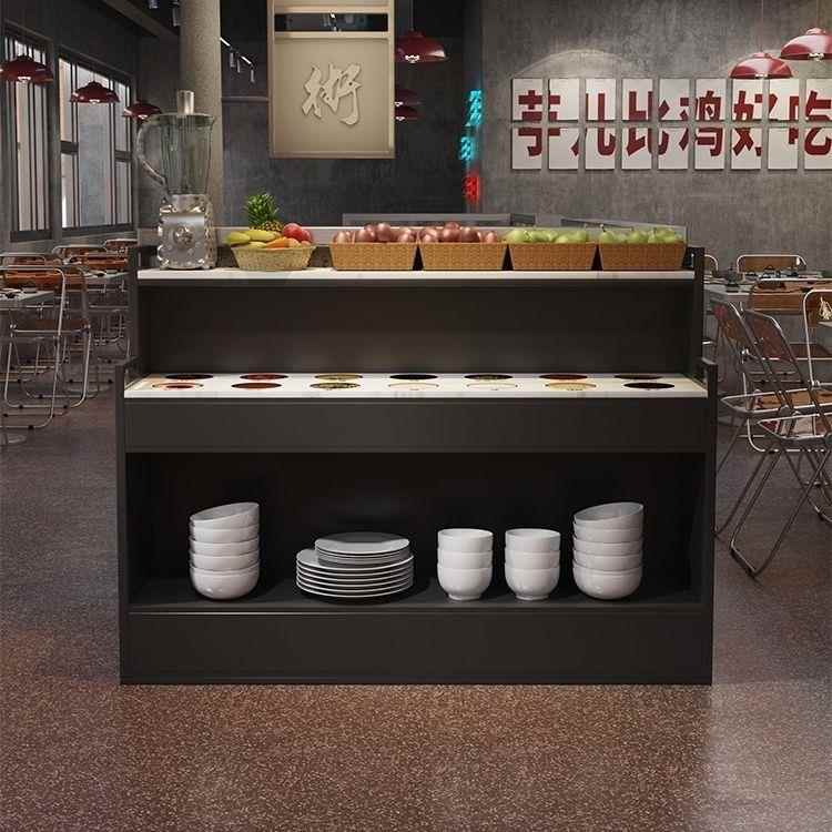 火锅店调料台商用麻辣烫蘸料台火锅店饭店饭厅酱料柜一体料台自助图片