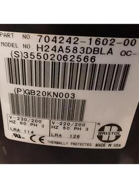 H24A583DBLA 3PH 200-230V/60HZ 200-220V /50Hz 活塞式压缩机