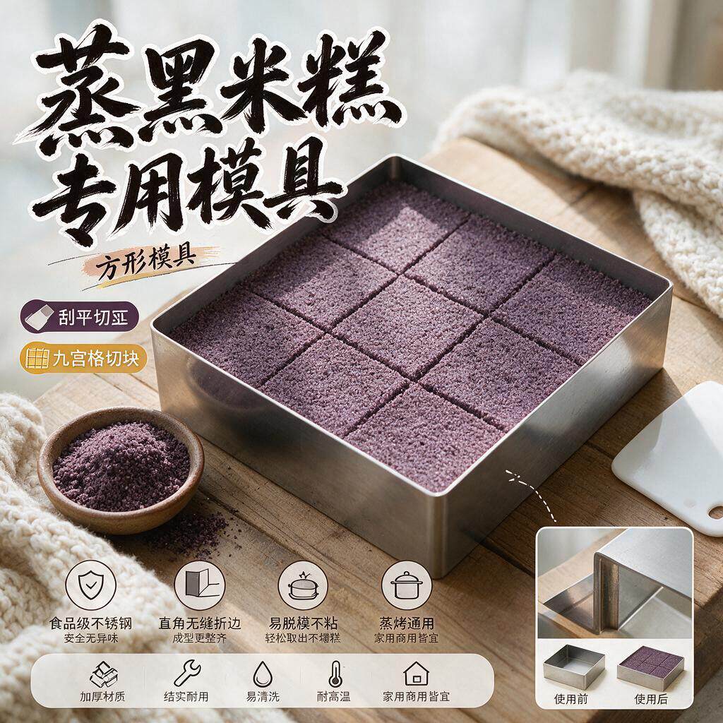 桂花糕模具蒸黑米糕专用家用重阳节糯米松糕方形慕斯圈模制作工具