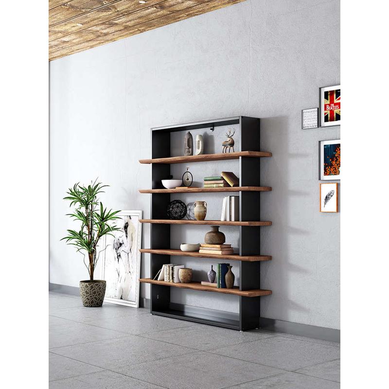 工业风铁艺实木隔板书架置物架落地客厅办公室收纳架展示书柜