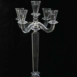 5头欧式 水晶烛台婚礼婚庆道具多头烛台3头玻璃烛台高脚蜡烛台摆件