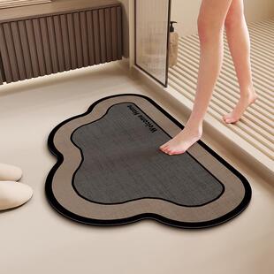 云朵异形浴室地垫黑色耐脏防滑脚垫卫生间硅藻泥地毯吸水速干垫子