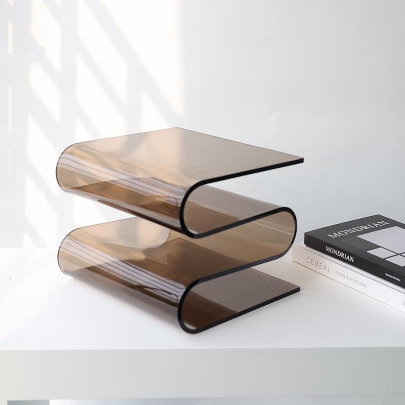 现代简约亚克力书立样板间客厅杂志S形收纳书架商业美陈装饰摆件