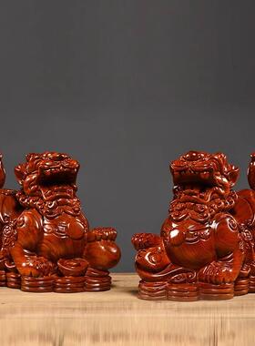 高档饰花木雕木貔貅摆件红木貔貅实家居办公室玄关装梨工艺品开业