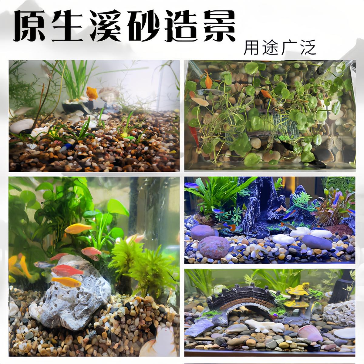 50斤装天然鹅卵石溪流石鱼缸铺底砂水箱装饰造景小石子原生豆石头