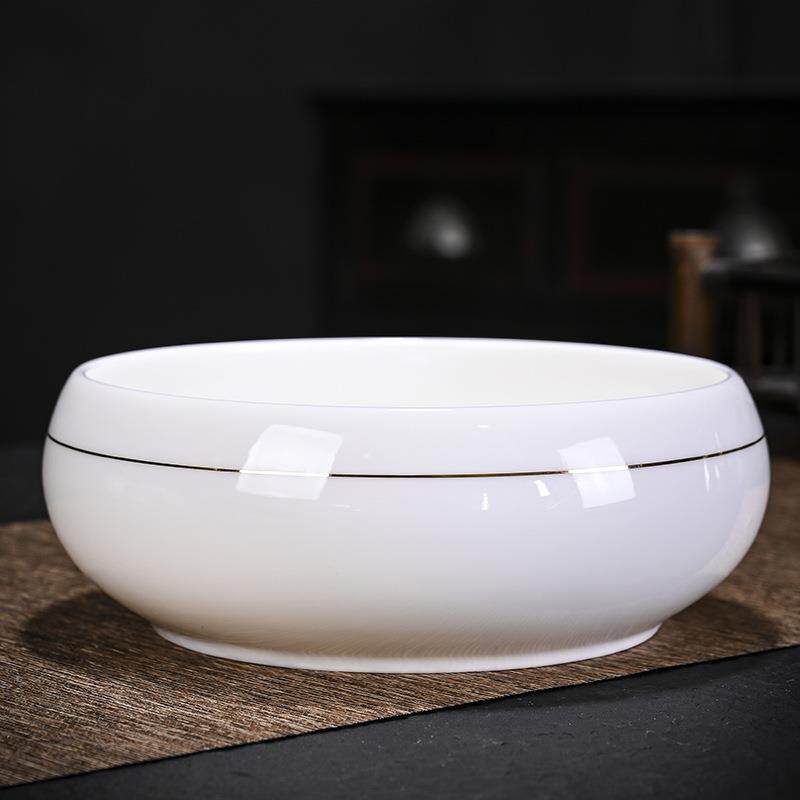 大号特大水盂功夫笔洗茶具盆配件大全陶瓷器高档家用品中式