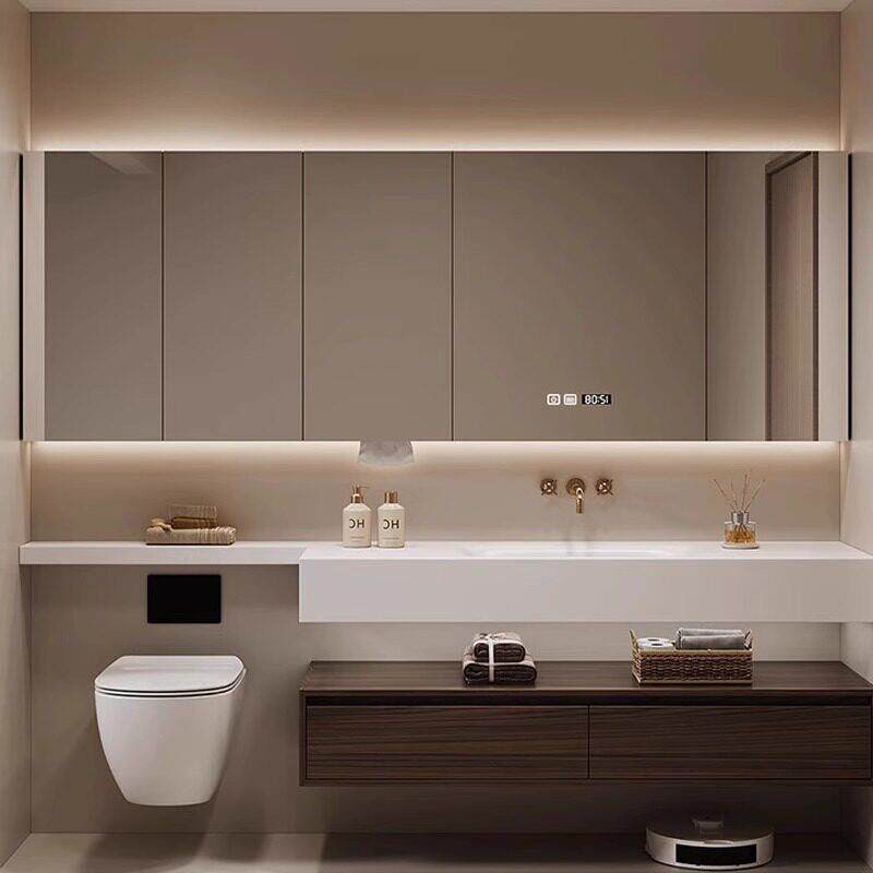 定制浴室智能镜柜单独挂墙式卫生间加长延长收纳储物柜除雾氛围灯