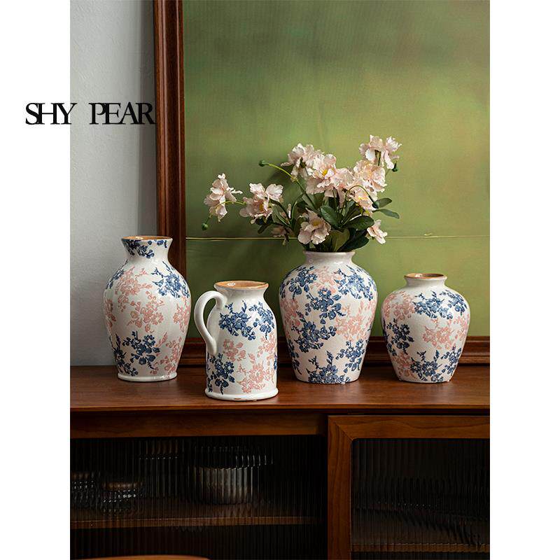 shy pear羞梨 花瓶 中古风陶瓷水培插花鲜花装饰家居摆件青花瓷器