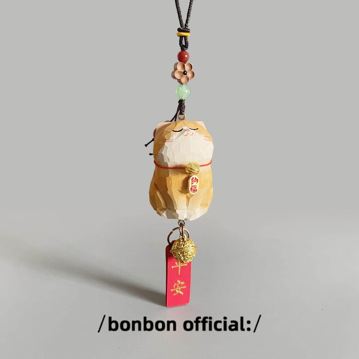 手工木雕招财猫车挂实木汽车后视镜挂件挂饰车载装饰品新车礼物