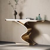 轻奢不锈钢玄关桌新中式 高端玄关柜入户端景台过道走廊条案玄关台