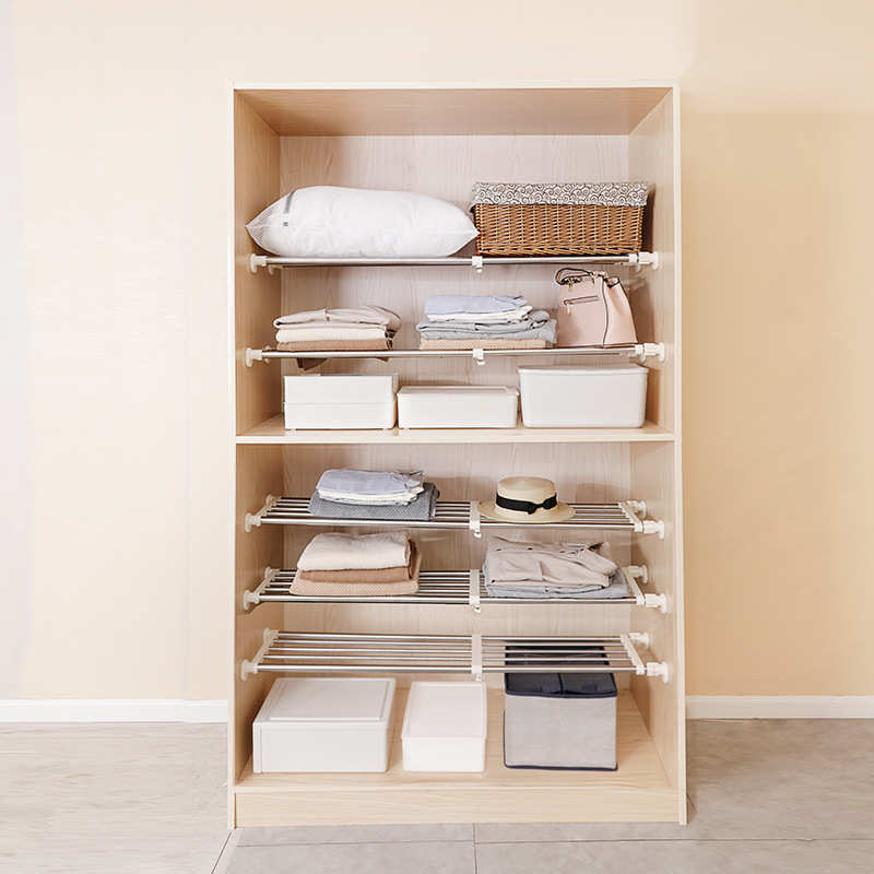 衣柜分层隔板伸缩置物架浴室厨房隔断收纳隔层免打孔橱柜子分层架