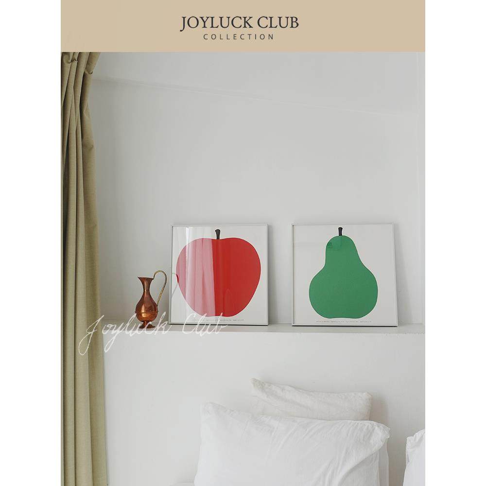 Enzo Mari 红色苹果绿色梨子北欧极简约卡通艺术儿童房小众装饰画