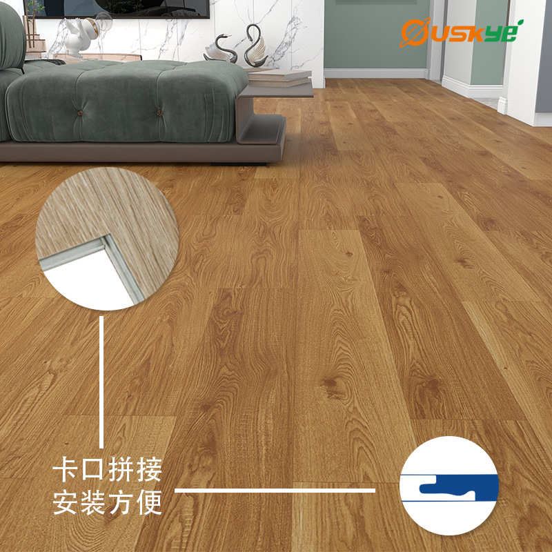 源头工厂全新料现代简约spc石晶地板防水家用商用免胶锁扣地板5mm