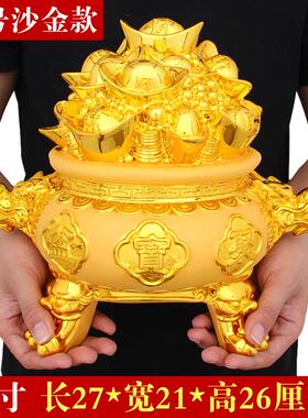 2026新款财聚宝摆件存储钱罐大号 金元宝客办公招室盆风水工艺礼