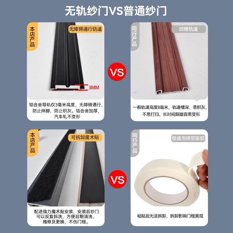 无轨折叠纱门自装免打孔铝合金隐形推拉伸缩防蚊虫纱窗沙网门家用