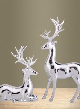 欧式树脂YSM5598工艺鹿品摆件美风格饰欧电镀站姿鹿卧姿家家居摆