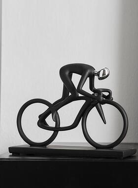 现代简约艺术自行车人物桌面摆件客厅卧室玄关装饰品乔迁搬家礼品