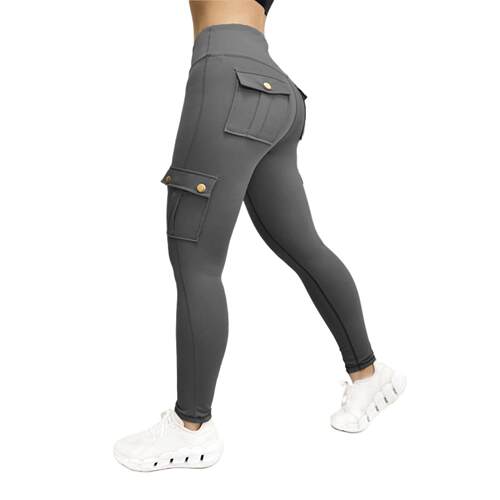 Workwear style fitness pants for women with pockets,