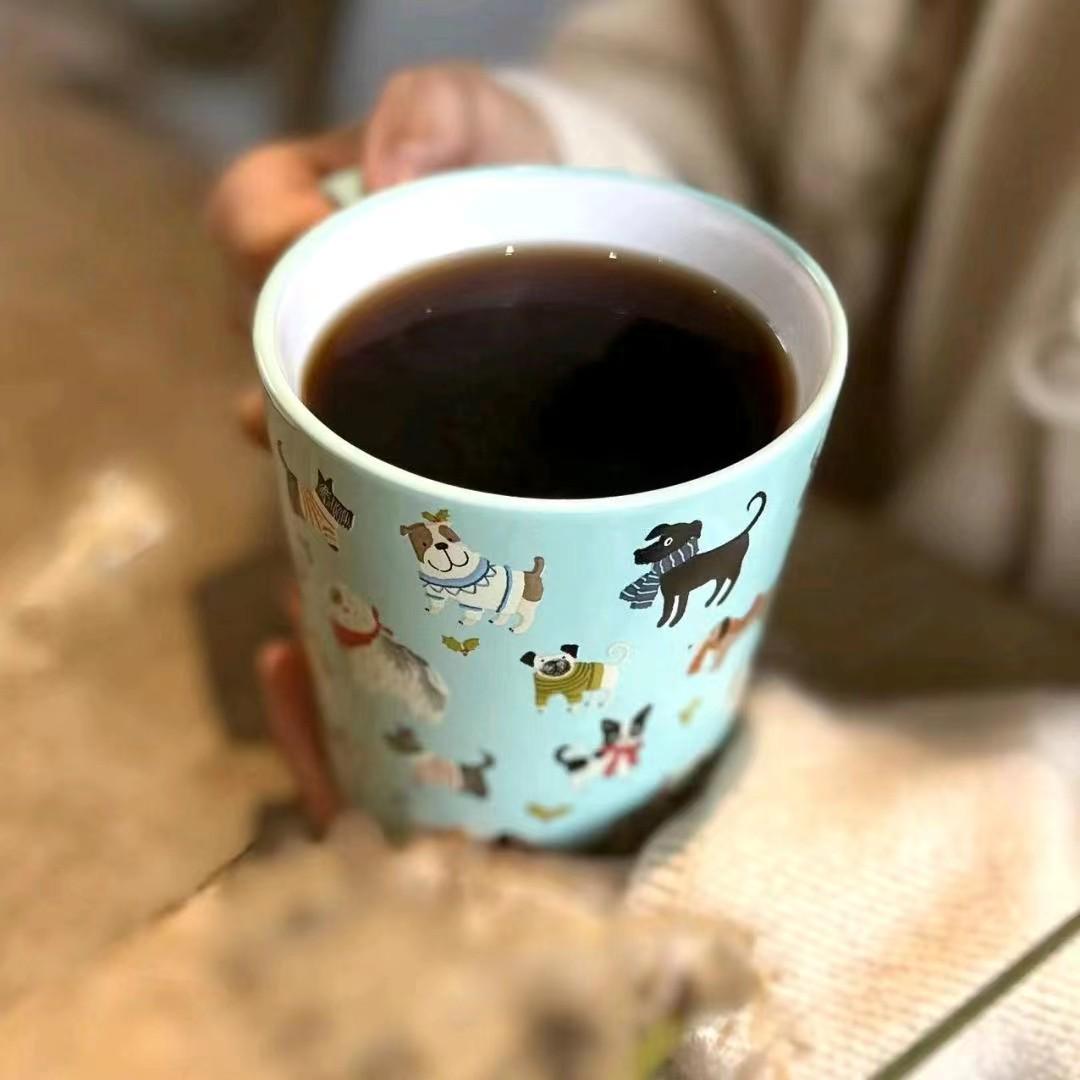 evershine猫狗淡蓝绿色卡通陶瓷咖啡杯大容量耐高温情侣马克杯子