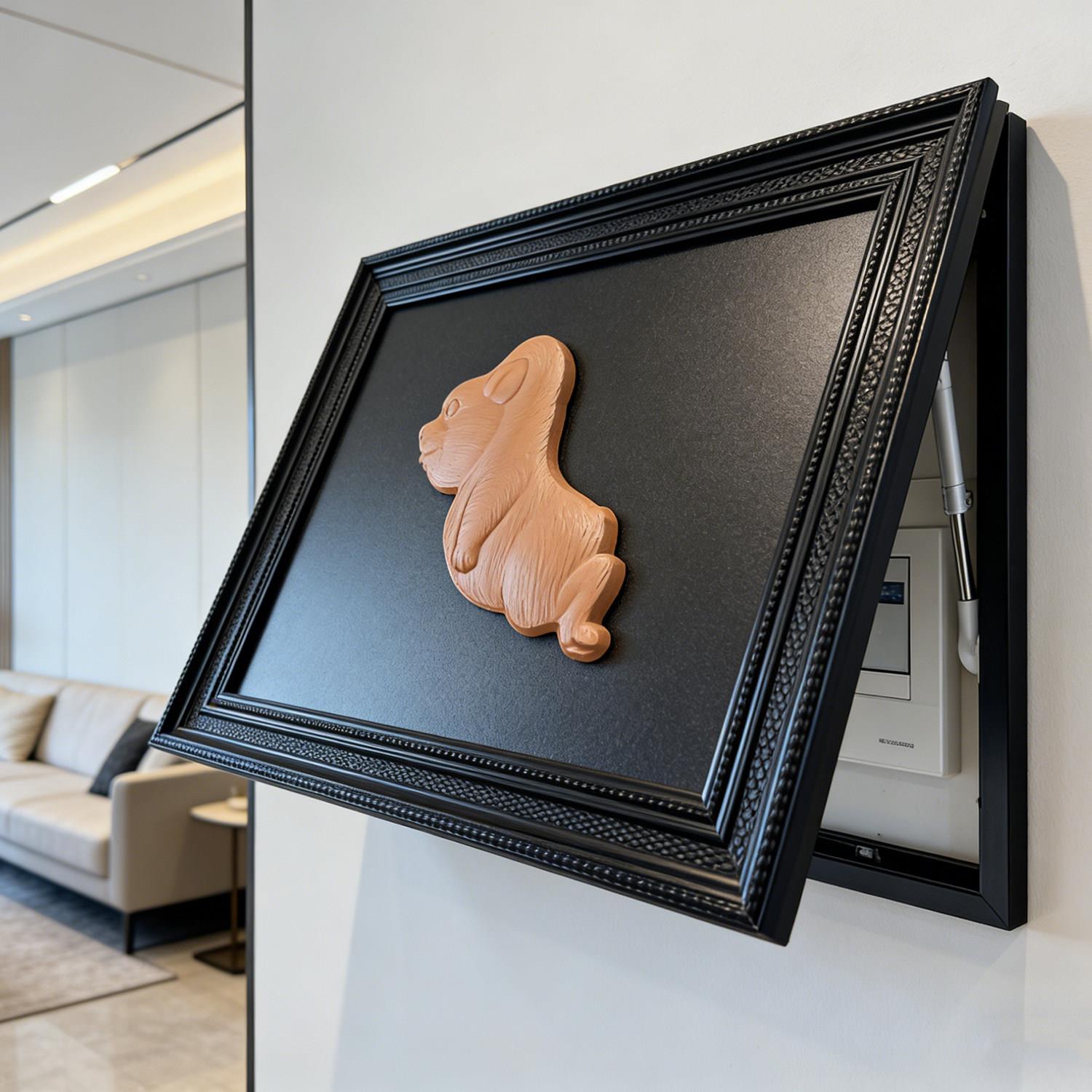 立体飞翔小狗液压杆电表箱装饰画电表盒遮挡浮雕雕塑装饰画盖板