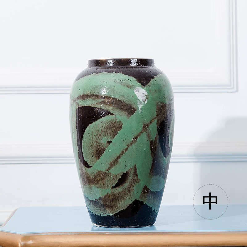 地大摆件落景德镇陶瓷家居家具风中式花抽象艺术器 花插花瓶 田园