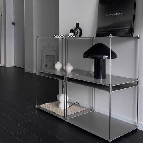 工业风拉丝不锈钢置物架摆件陈列收纳柜玄关柜书架多层收纳展示架