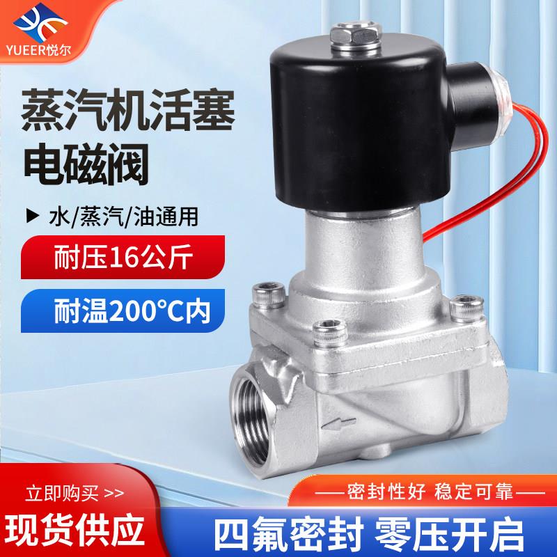 304不锈钢蒸汽电磁阀 高温高压先导式活塞控制阀 220V/DC24V工业