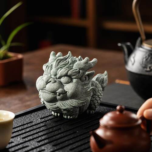 青砂瑞兽麟茶宠摆件精品可养石国潮意IZG桌面鱼缸造景创招财麒装
