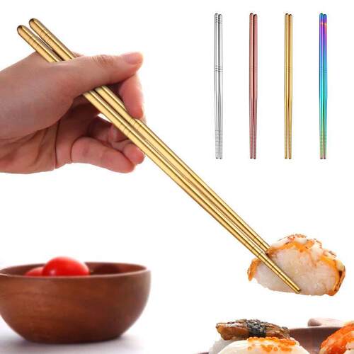 1~10PCS Stainless Steel Chopsticks Non-Slip Reusable