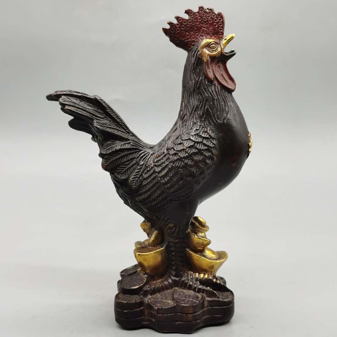 鎏金纯铜公鸡摆件生肖金钱鸡家居装饰铜鸡金属工艺品图片