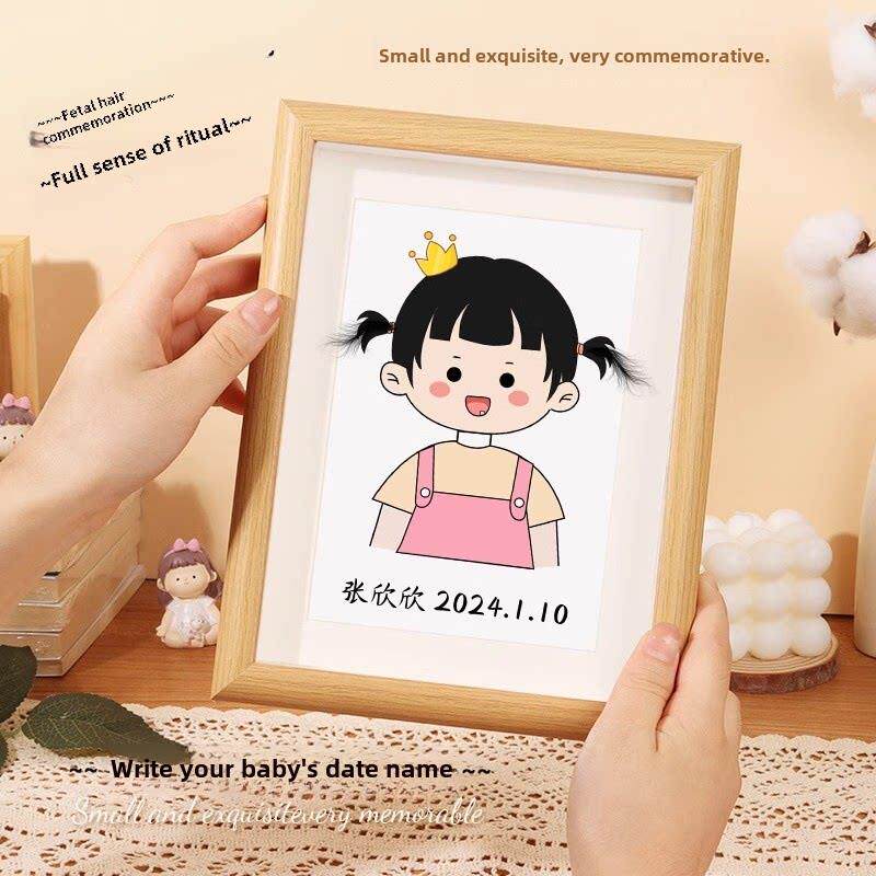 宝宝胎发相框满月百天胎毛画diy纪念品自制创意摆件新生婴儿收集