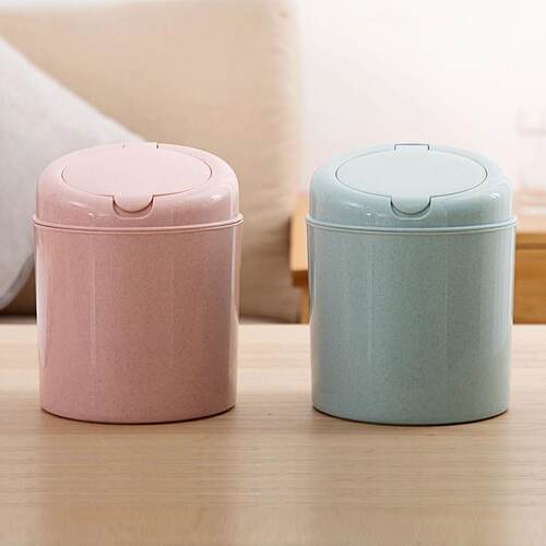Mini Lidded Storage Bucket Small Trash Can for Home Coffee T