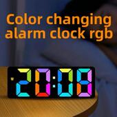 Rgb交响乐变色电子时钟休闲多功能数字闹钟学生床头创意时钟大屏