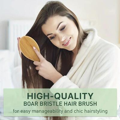 Natural Boar Bristle Hair Brush Bamboo Handle Hair Comb Anti