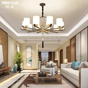 新中式 吊灯全铜客厅卧室餐厅灯别墅家用楼梯大厅书房书房简约灯具