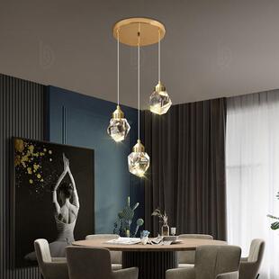 餐厅吊灯三头现代简约轻奢水晶餐桌吧台吊灯创意个性 北欧饭厅灯具