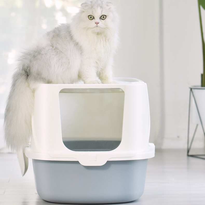 三色猫砂盆超大号顶入式全半封闭特大桶猫厕所顶出式隔臭防漏厕所