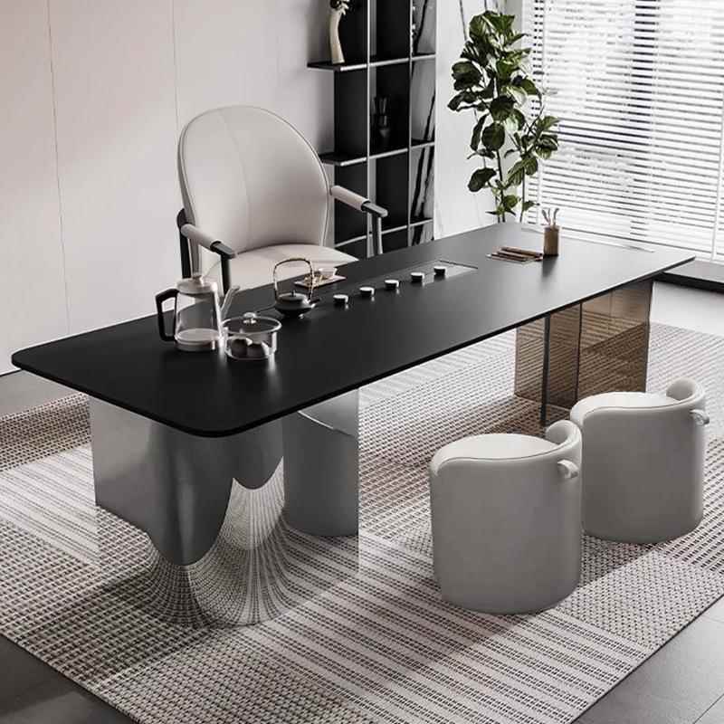 岩板茶台轻奢意式家用办公室极简约现代客厅亚克力一体阳台泡茶桌