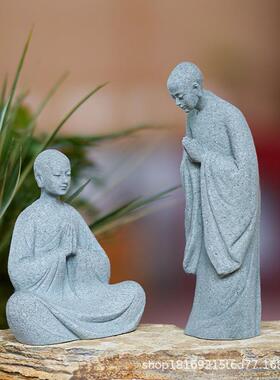 许愿和尚造景摆件佛像人物假山石头生态龟鱼缸水族庭院盆景装饰品