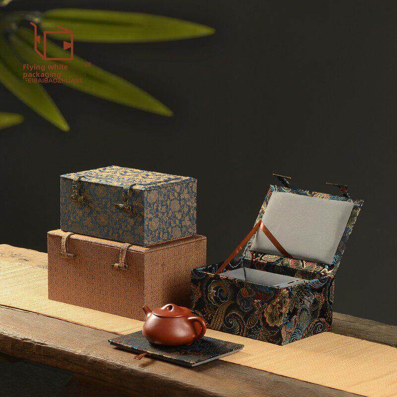 壶盖包装盒套装中国风收藏茶壶盖杯包装盒紫砂壶茶杯银壶长方形礼