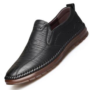 牛筋豆豆鞋 高档皮鞋 务休闲鞋 软牛皮商男鞋 春夏透气爸男 2底025新款