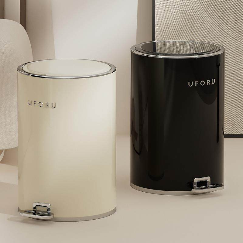 圆形脚踏垃圾桶家用大容量厕所厨房客厅高颜值带盖防水铁艺垃圾桶