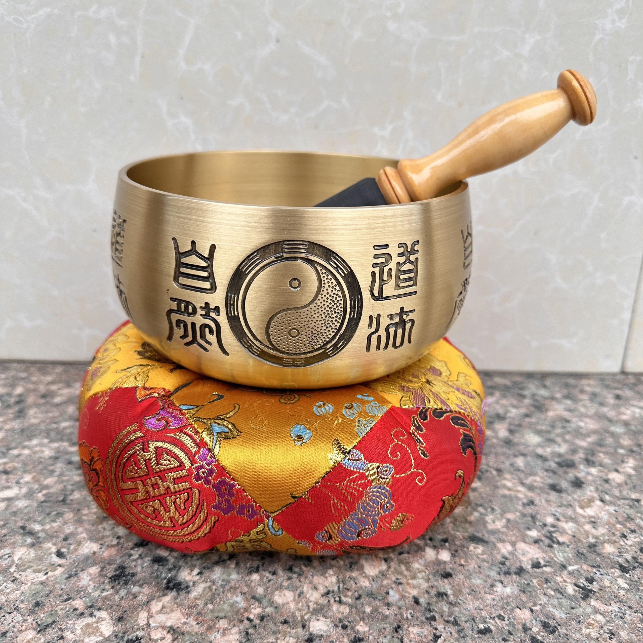 道家用品风水金钵金色铜磬罄碗金色黑色铜磬太极八卦道法自然磬