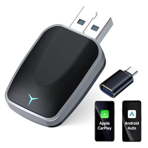 直插式新品有线转无线carplay安卓auto适配器智能互联车载盒子