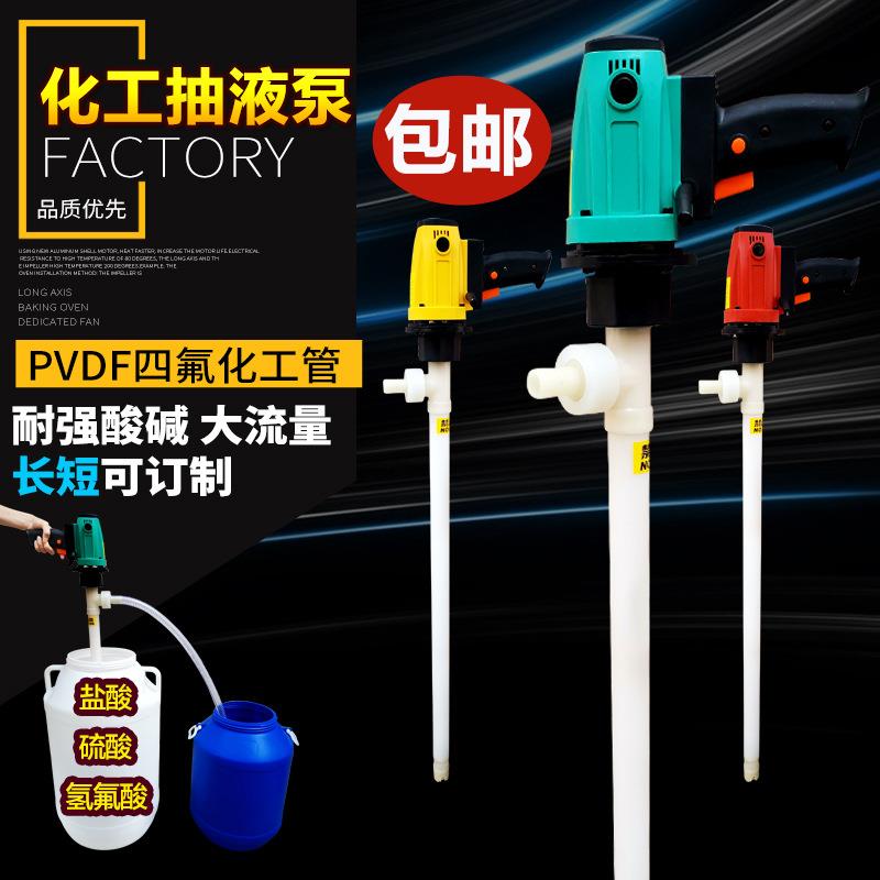 手提式电动抽油泵220v化工加油机四氟化工防腐蚀抽液油器插桶泵