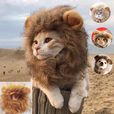 Cute Lion Mane Cat Wig Hat For Dogs And Cat Small Dog Pet Ca